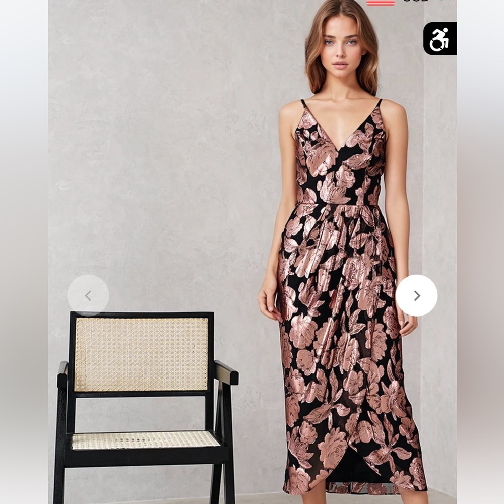 Yumi Kim Black and Pink Floral Dress